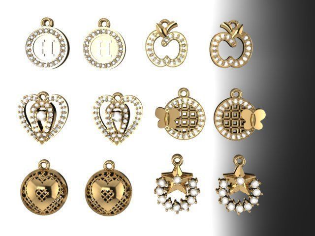 Earrings group 3D print model_2