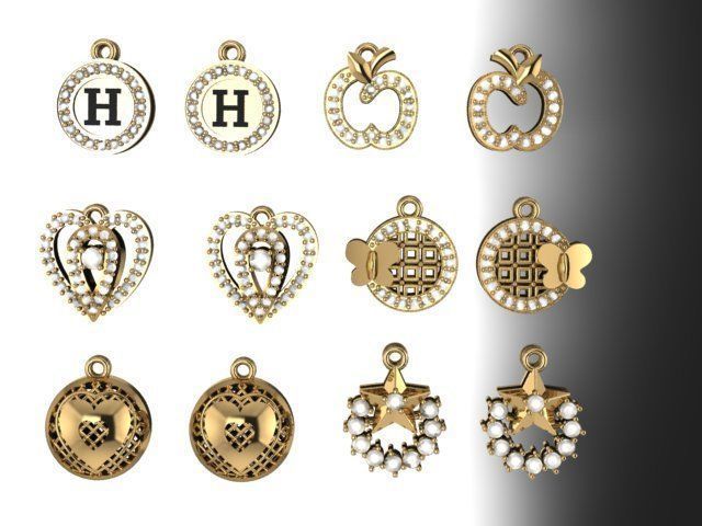 Earrings group 3D print model_3