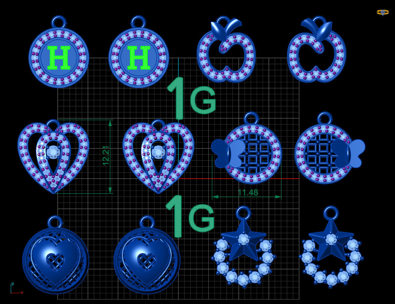 Earrings group 3D print model_4