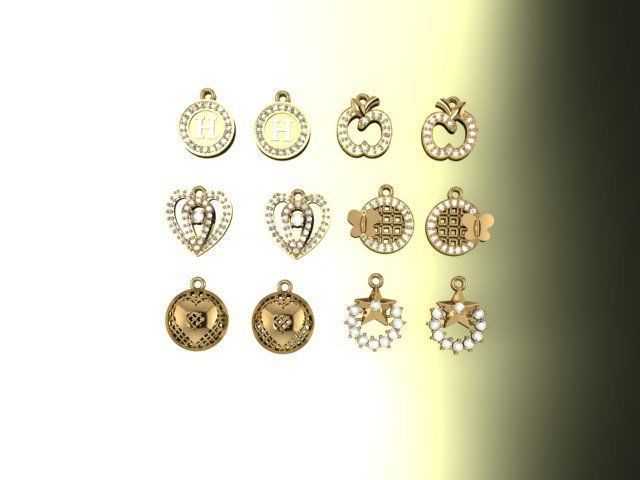 Earrings group 3D print model_5