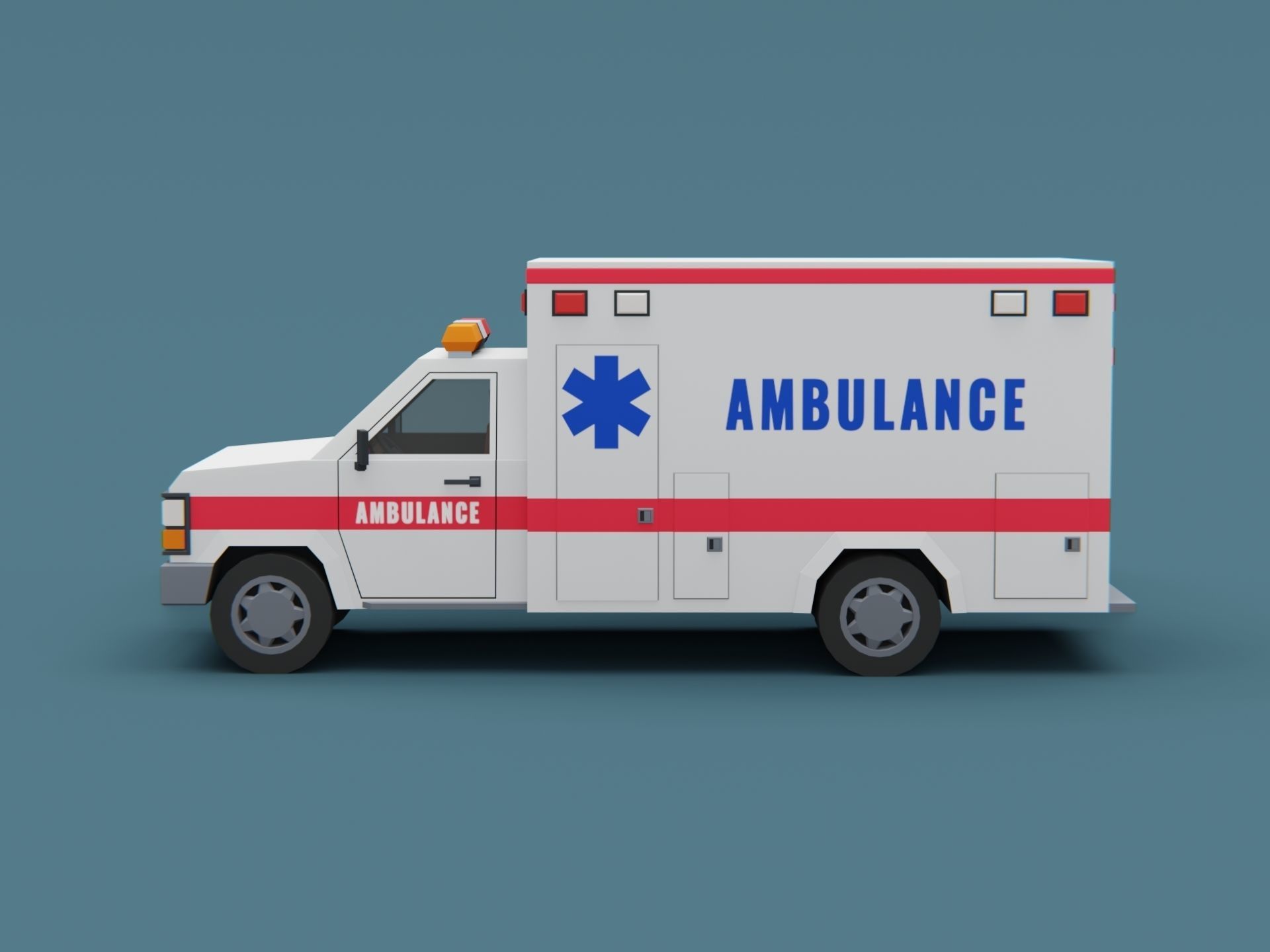 Stylized City Ambulance truck  Low-poly 3D model_2