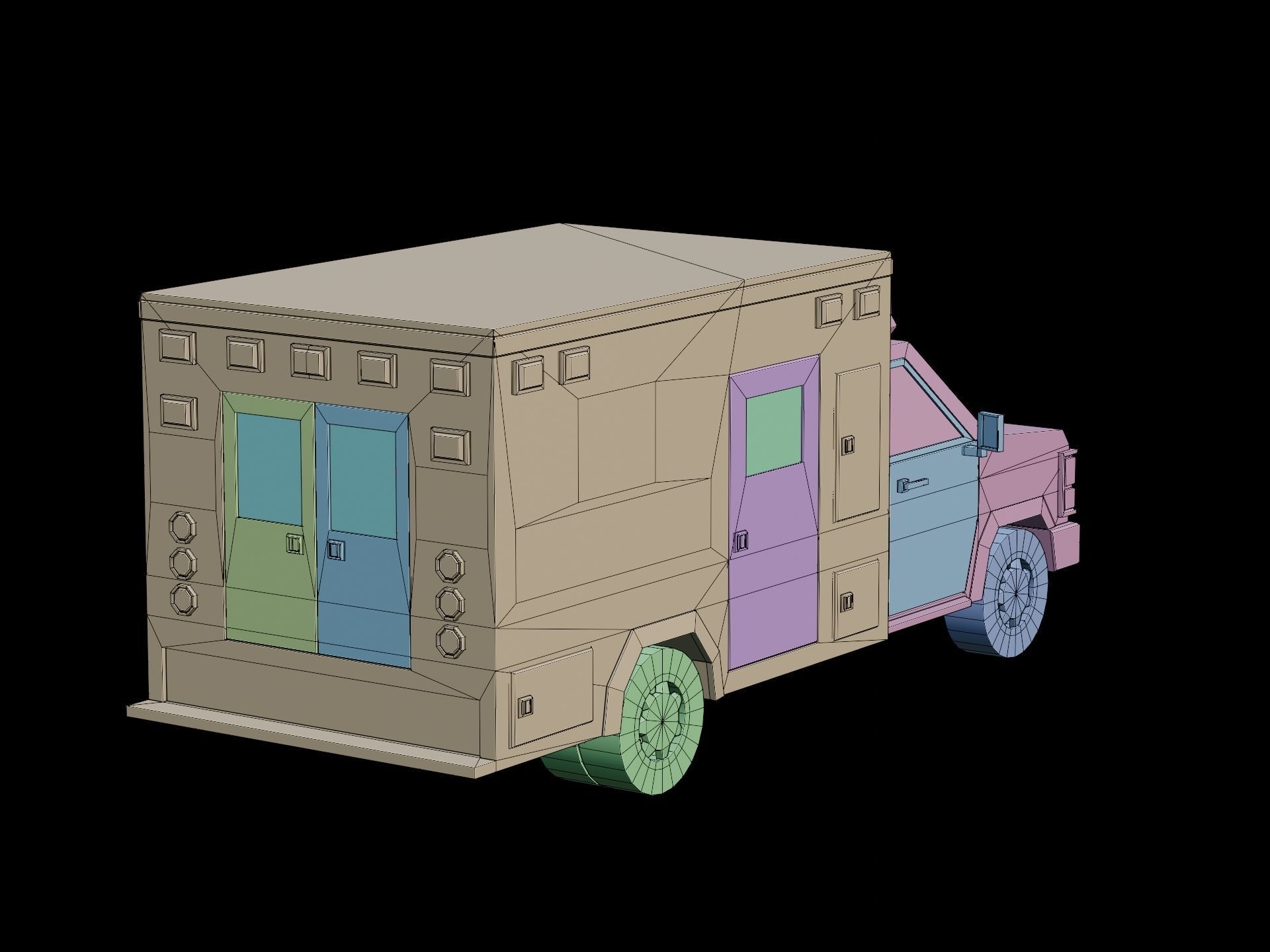 Stylized City Ambulance truck  Low-poly 3D model_8