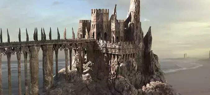 Persian Empire Tower Rocks 3 3D model