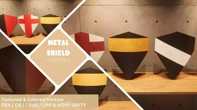 Metal Shield - Lowpoly Textured and Colorbased  Low-poly 3D model