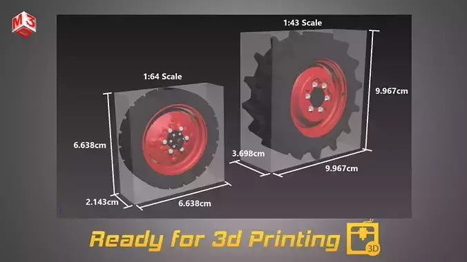 475 DI XP Plus Tractor Wheels and Tires -3d Print File Available