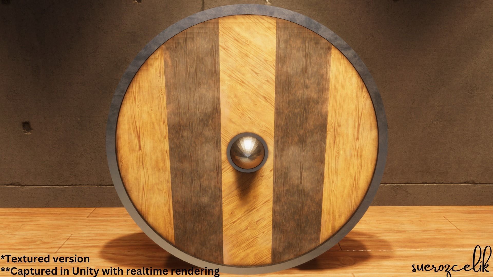 Round Shield - Lowpoly Textured and Colorbased  Low-poly 3D model_12