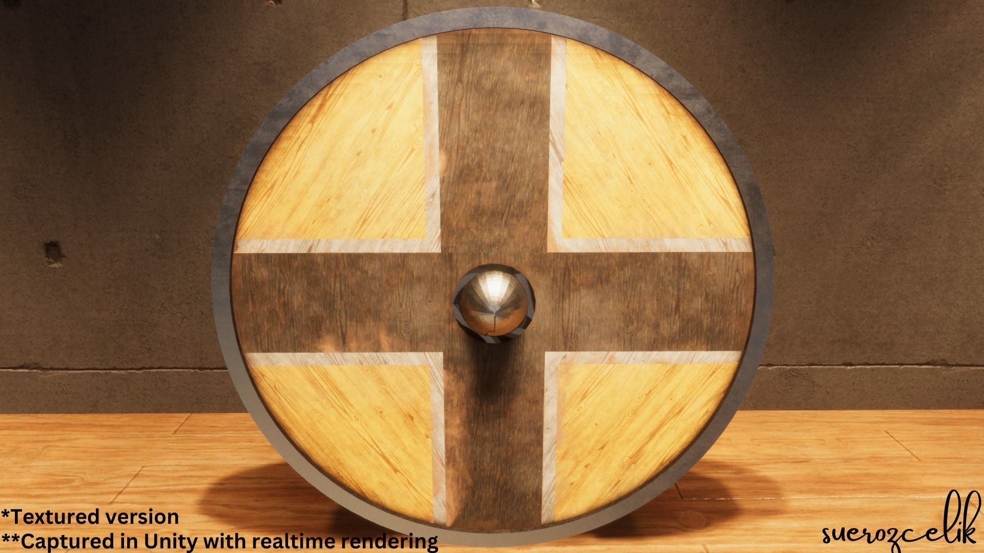 Round Shield - Lowpoly Textured and Colorbased  Low-poly 3D model_5
