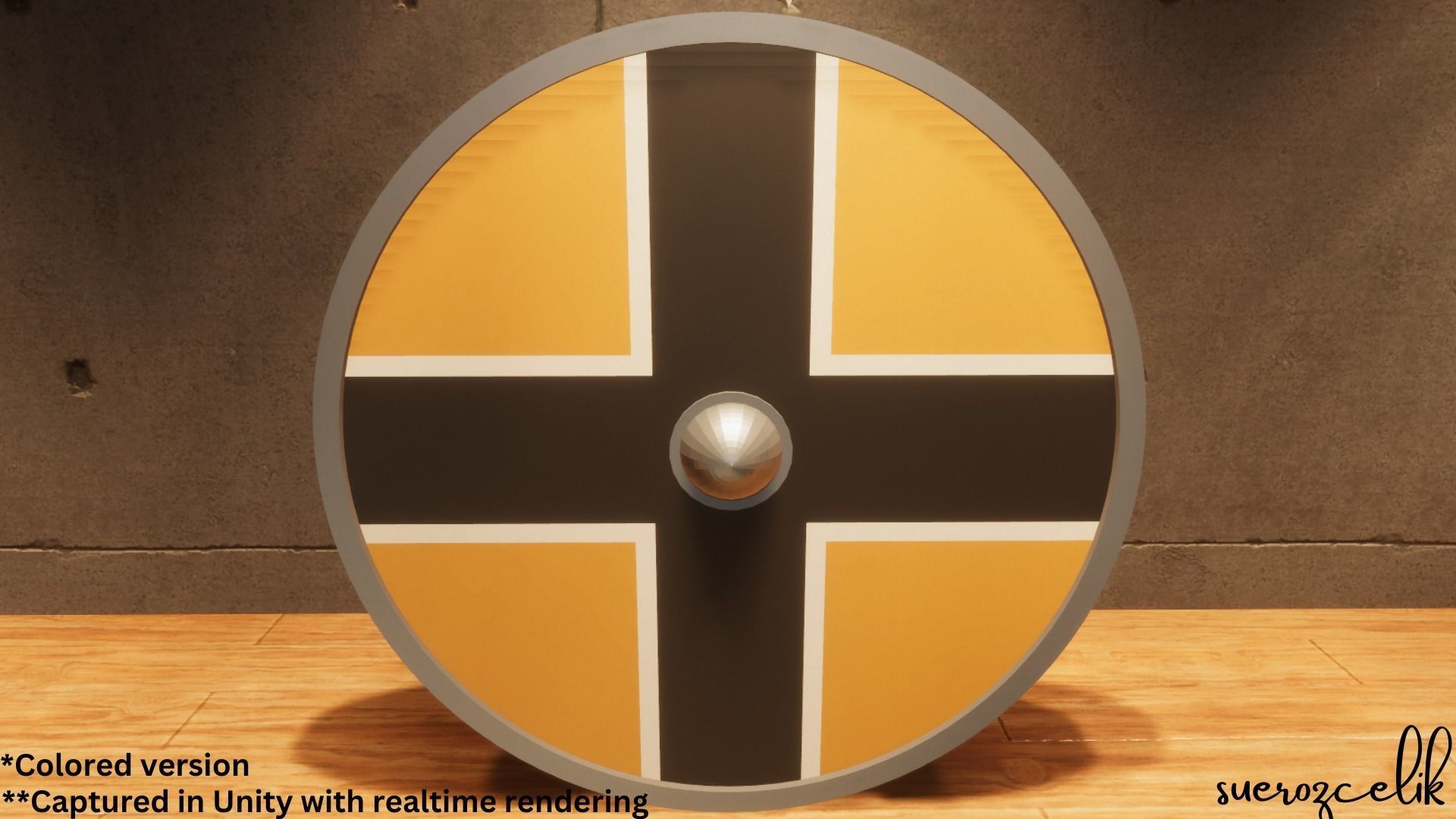 Round Shield - Lowpoly Textured and Colorbased  Low-poly 3D model_4