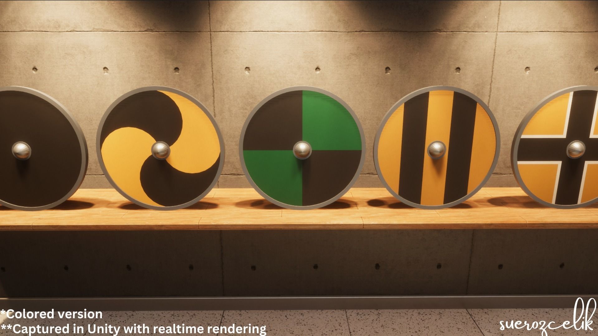 Round Shield - Lowpoly Textured and Colorbased  Low-poly 3D model_3