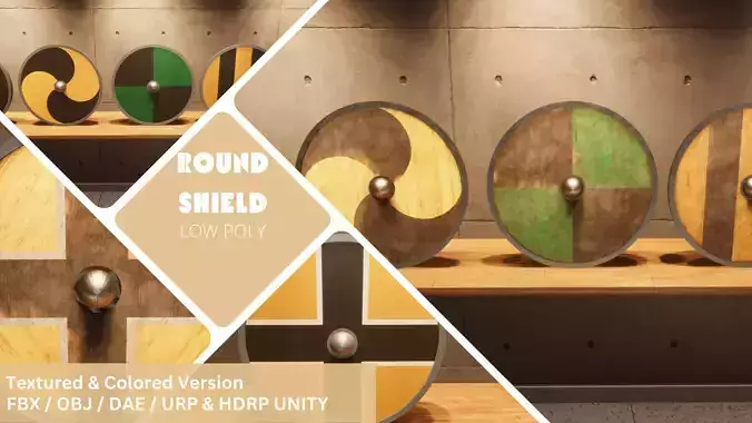 Round Shield - Lowpoly Textured and Colorbased  Low-poly 3D model