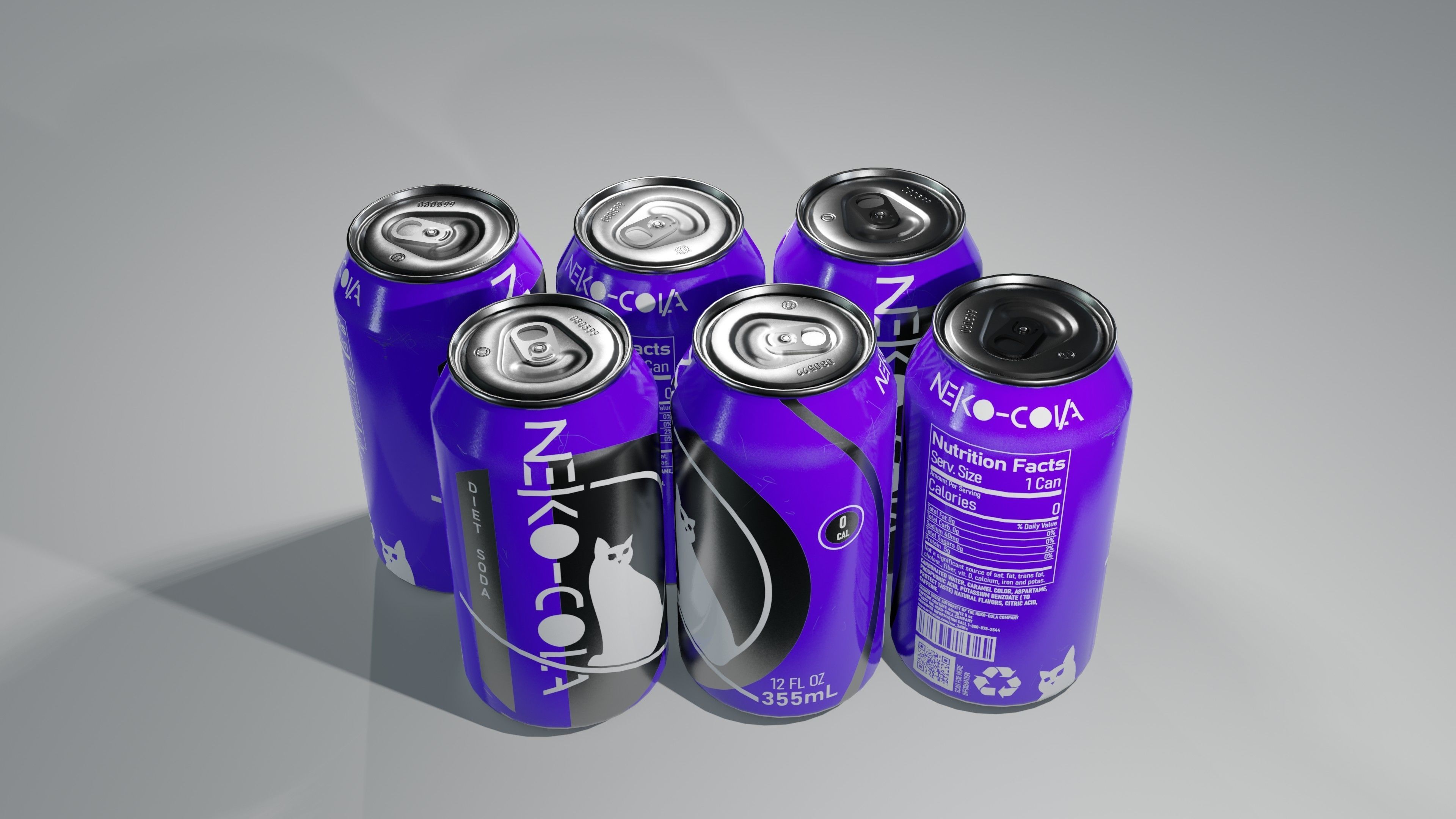 Soda Cans and vendind machine fictional brand Low-poly 3D model_5