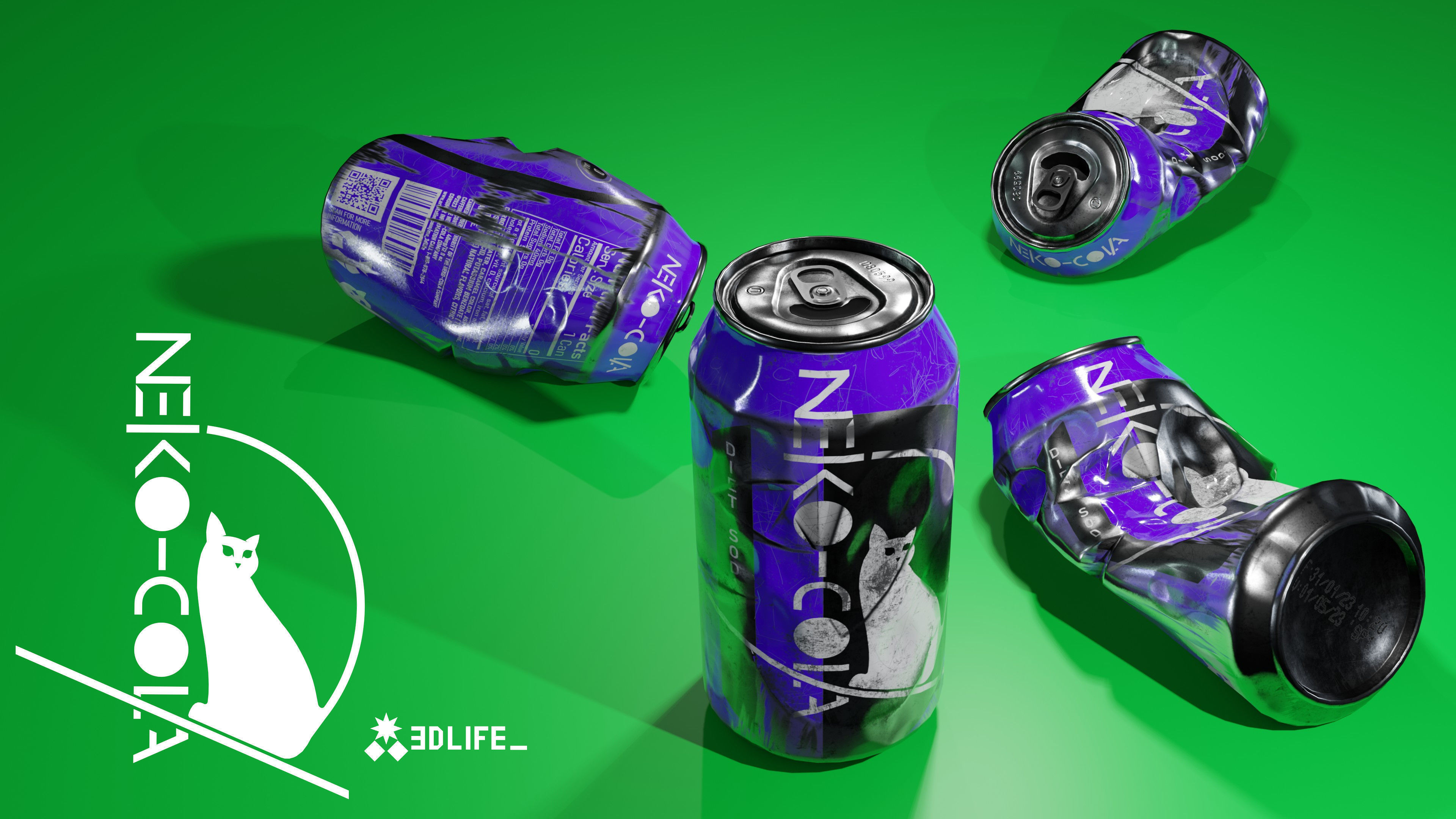 Soda Cans and vendind machine fictional brand Low-poly 3D model_2