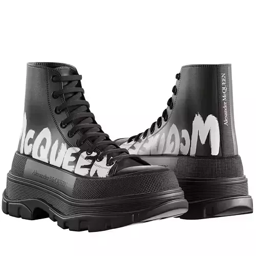 3D model Alexander Mcqueen Tread Slick Boots in Black white
