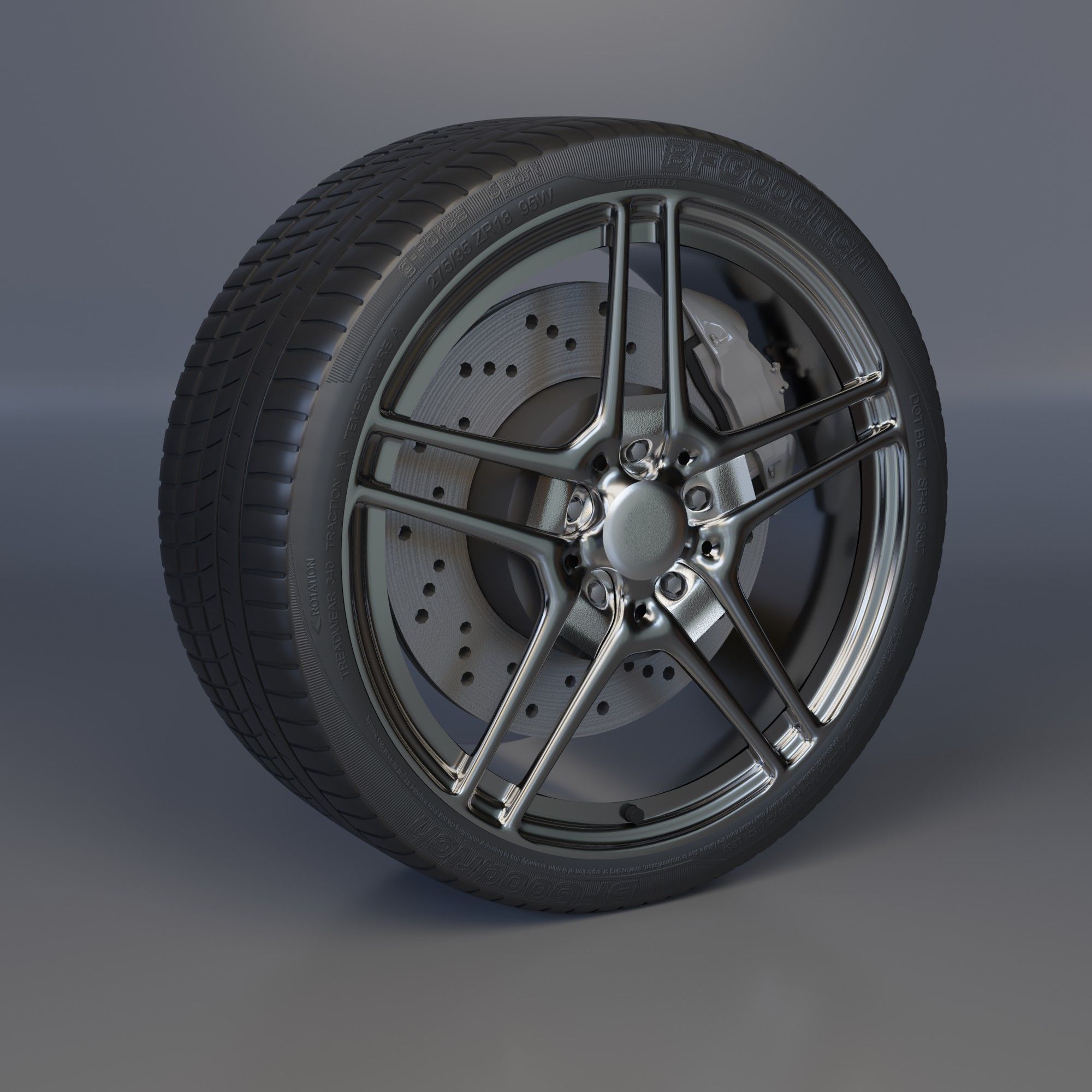 luxury sport car wheel Free 3D model_2