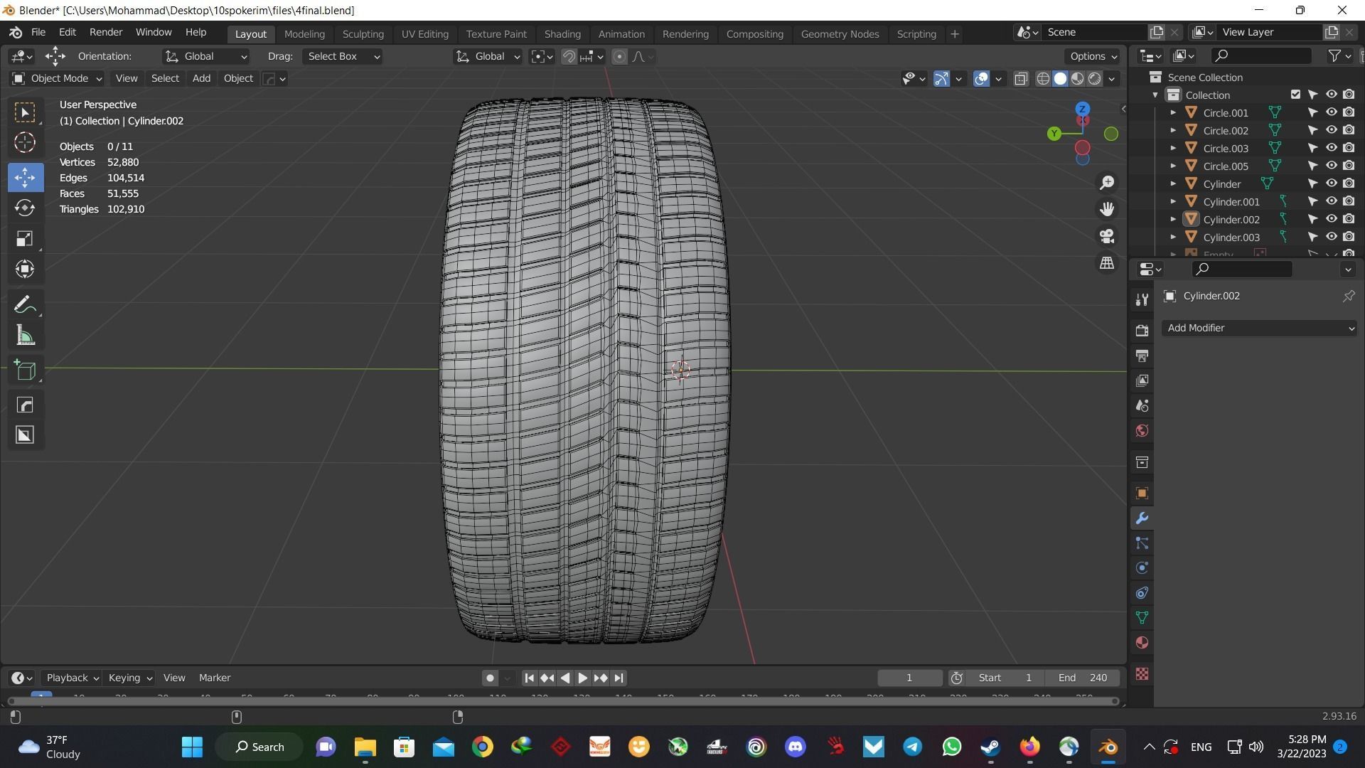 luxury sport car wheel Free 3D model_8