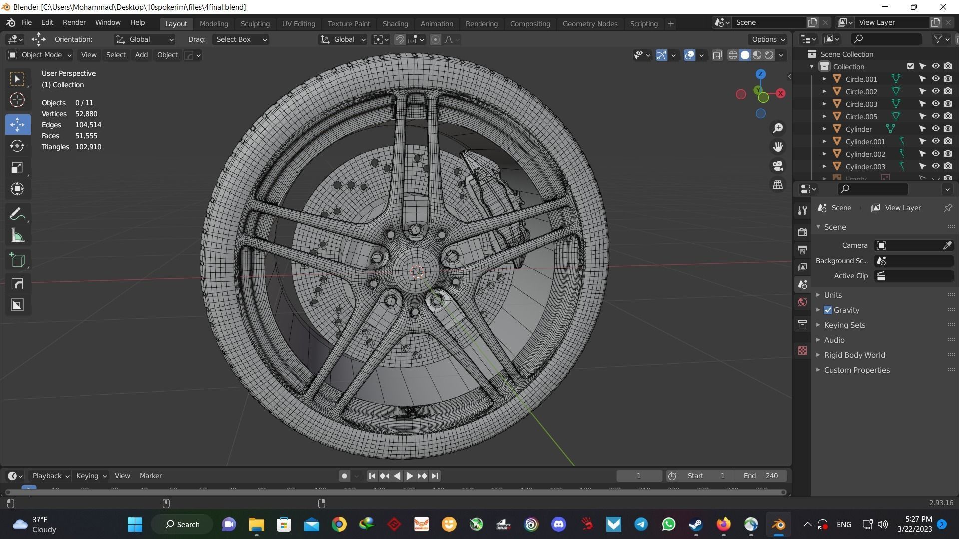 luxury sport car wheel Free 3D model_9