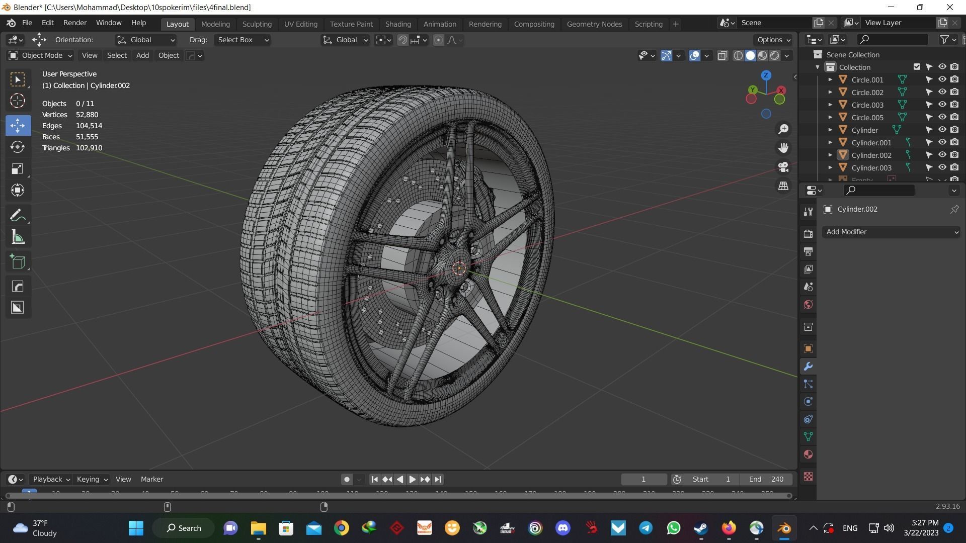 luxury sport car wheel Free 3D model_11