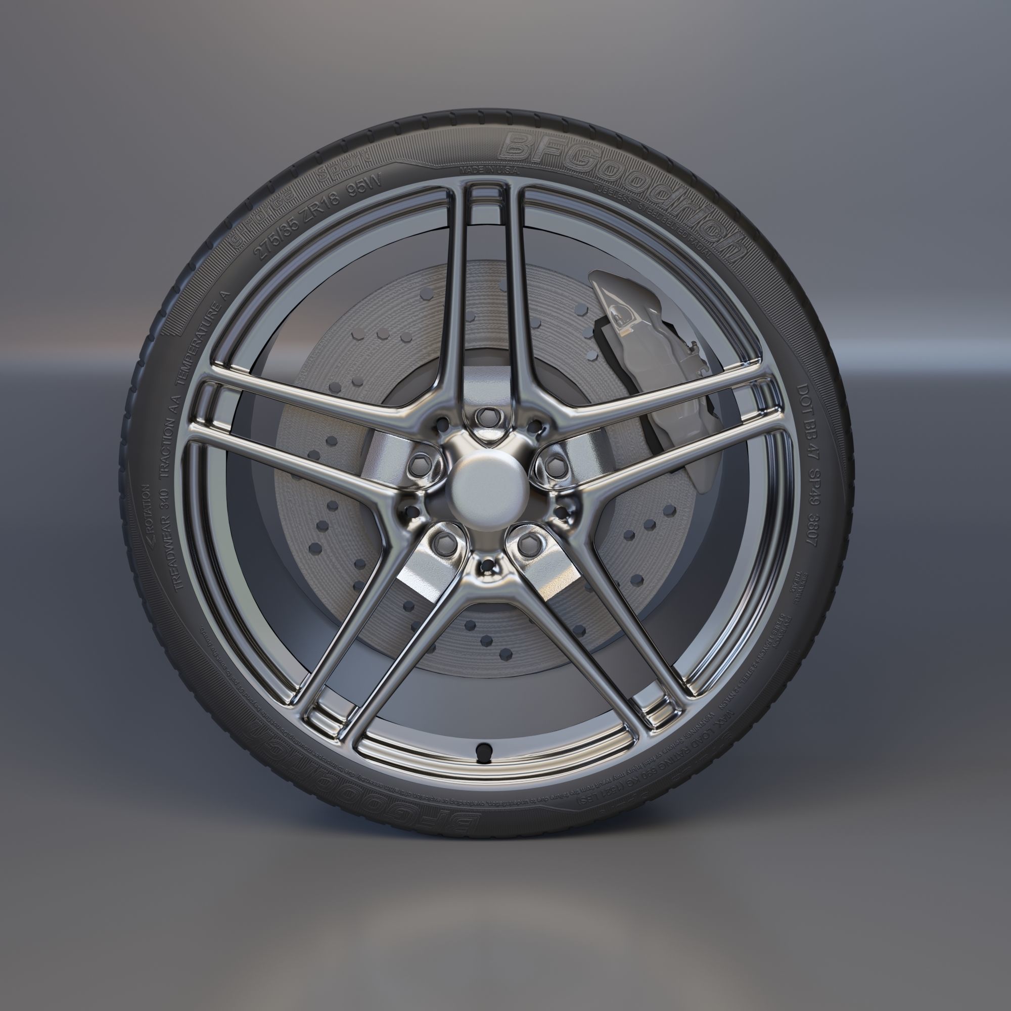 luxury sport car wheel Free 3D model_6