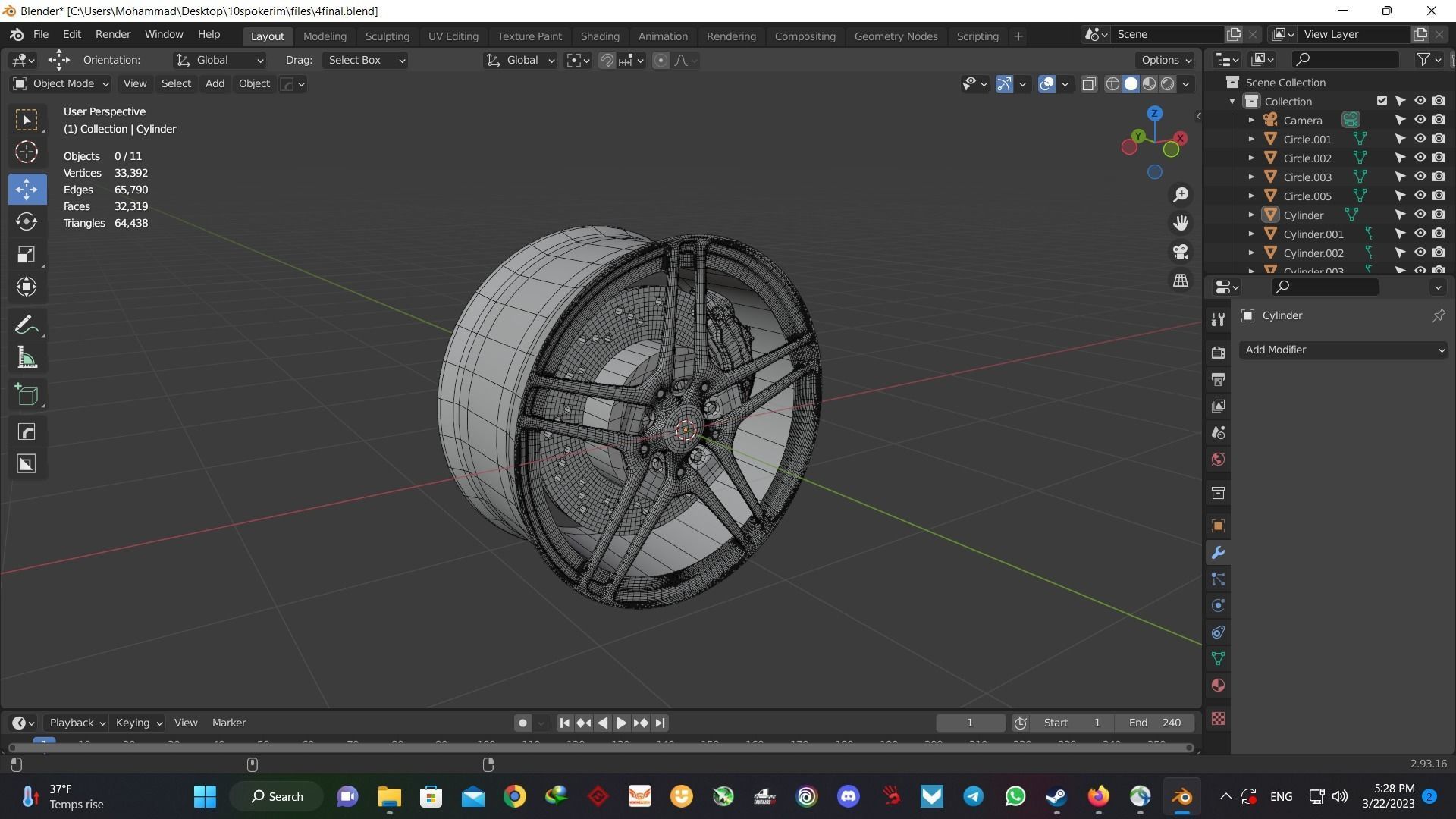 luxury sport car wheel Free 3D model_12