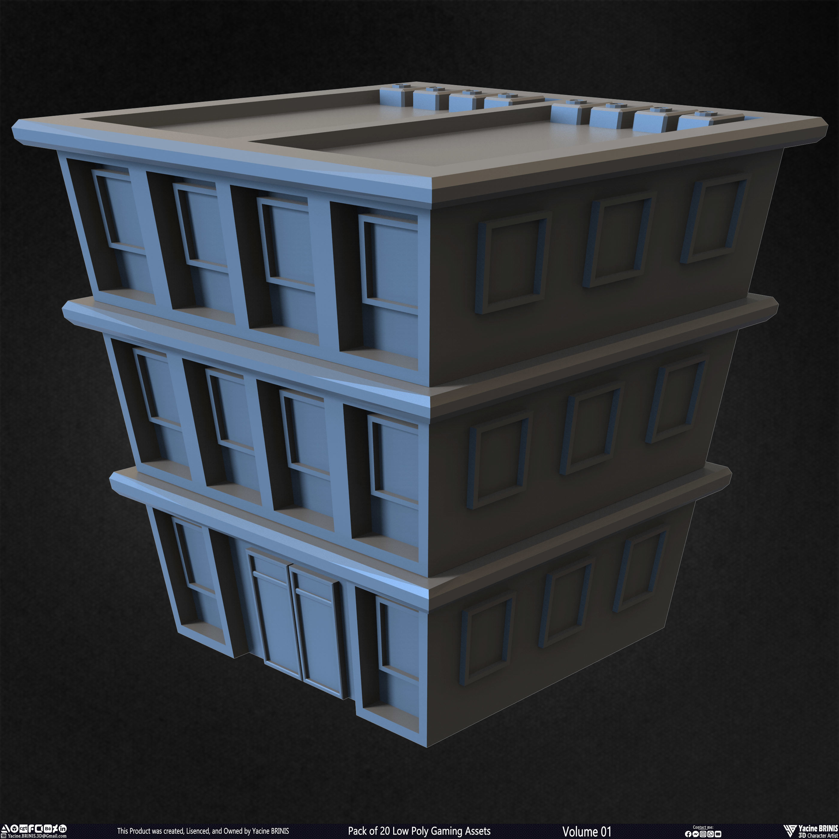 Pack of 20 Low Poly Gaming Assets Vol 01 Low-poly 3D model_9