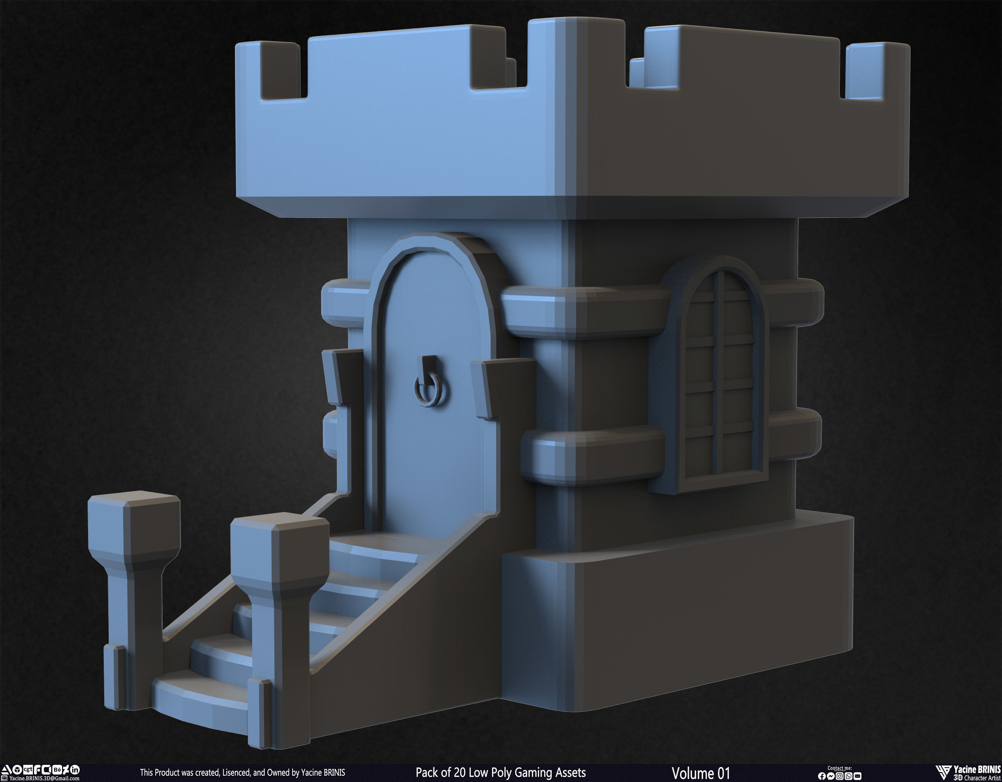 Pack of 20 Low Poly Gaming Assets Vol 01 Low-poly 3D model_3