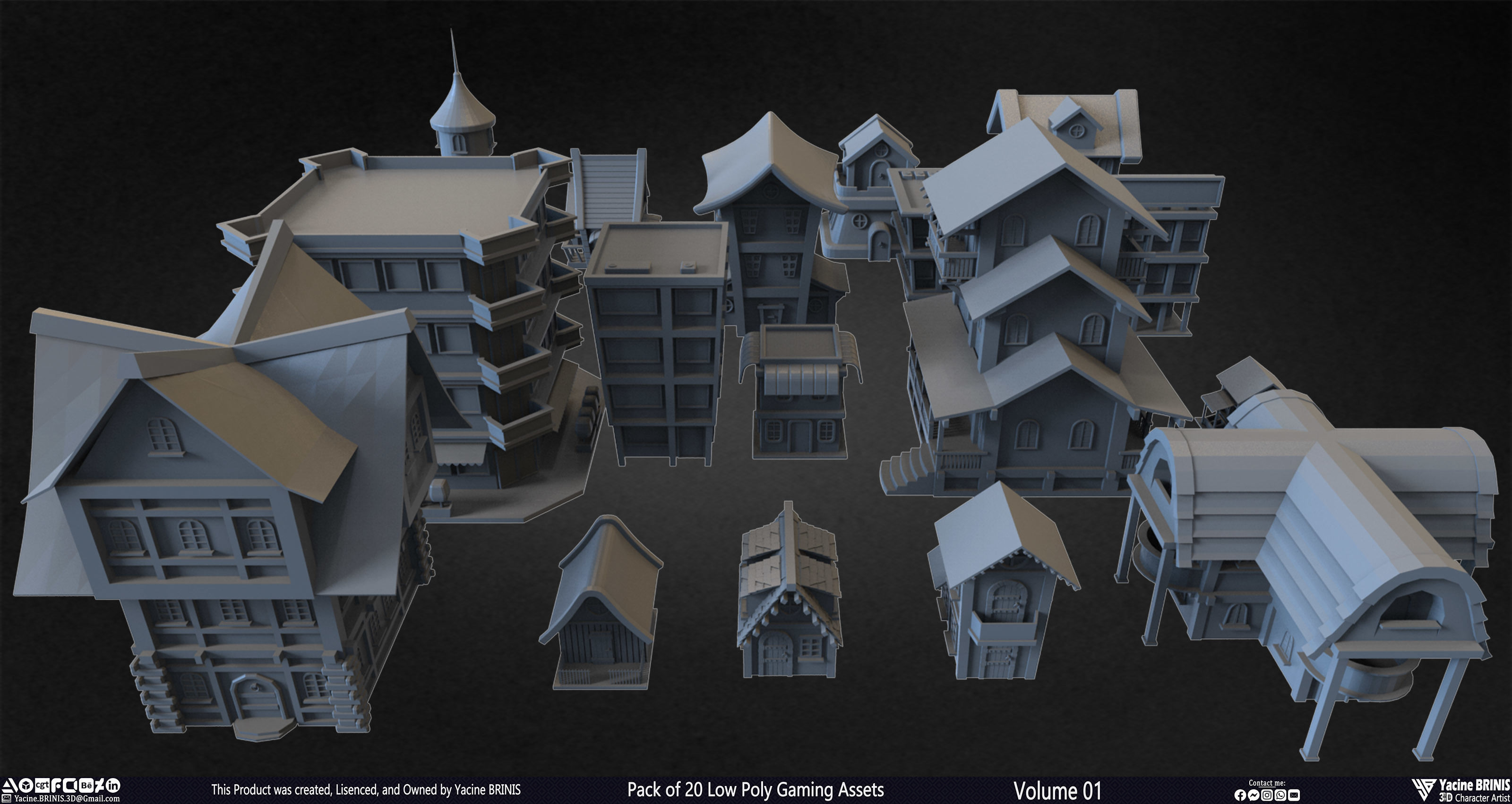 Pack of 20 Low Poly Gaming Assets Vol 01 Low-poly 3D model_28