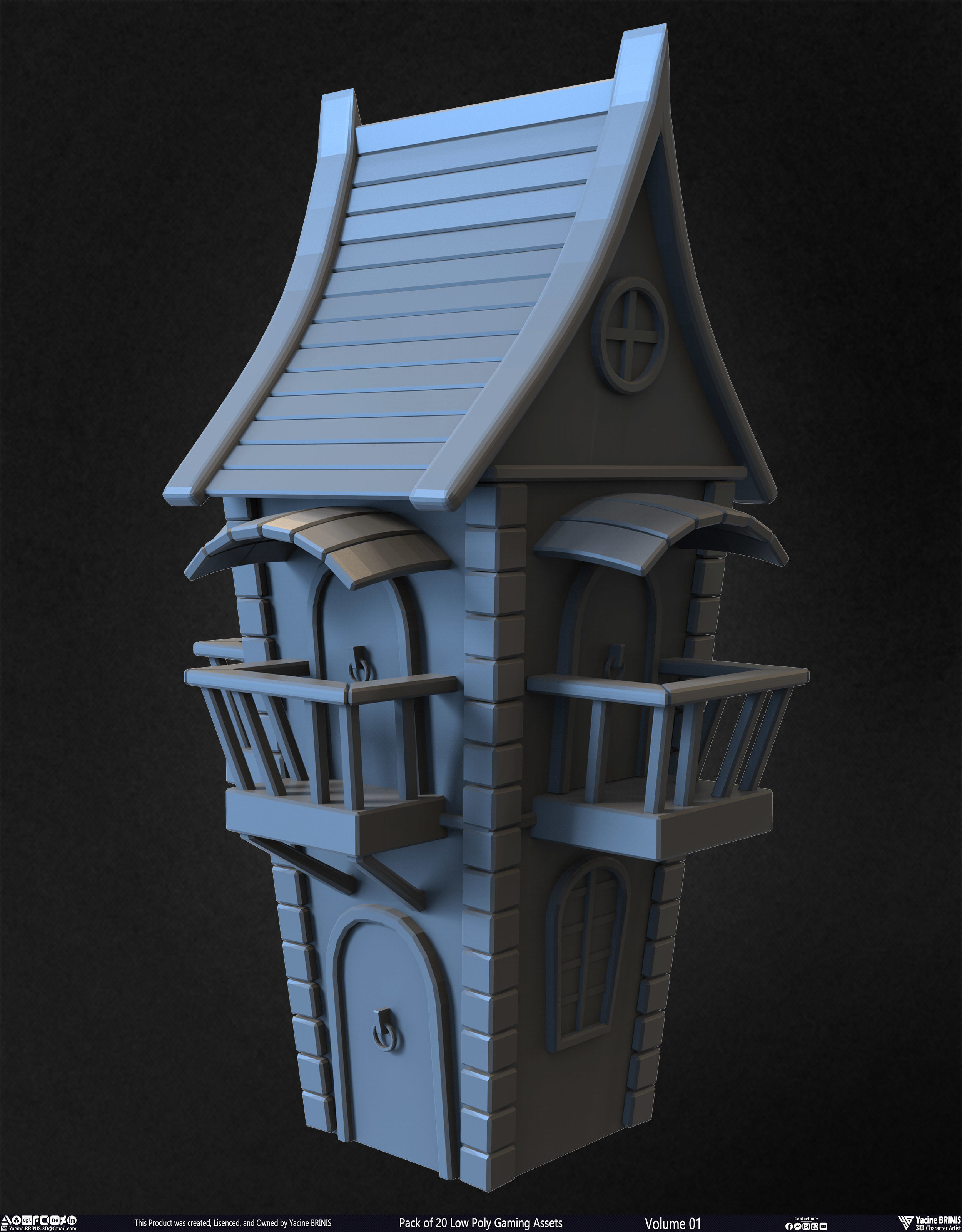 Pack of 20 Low Poly Gaming Assets Vol 01 Low-poly 3D model_7
