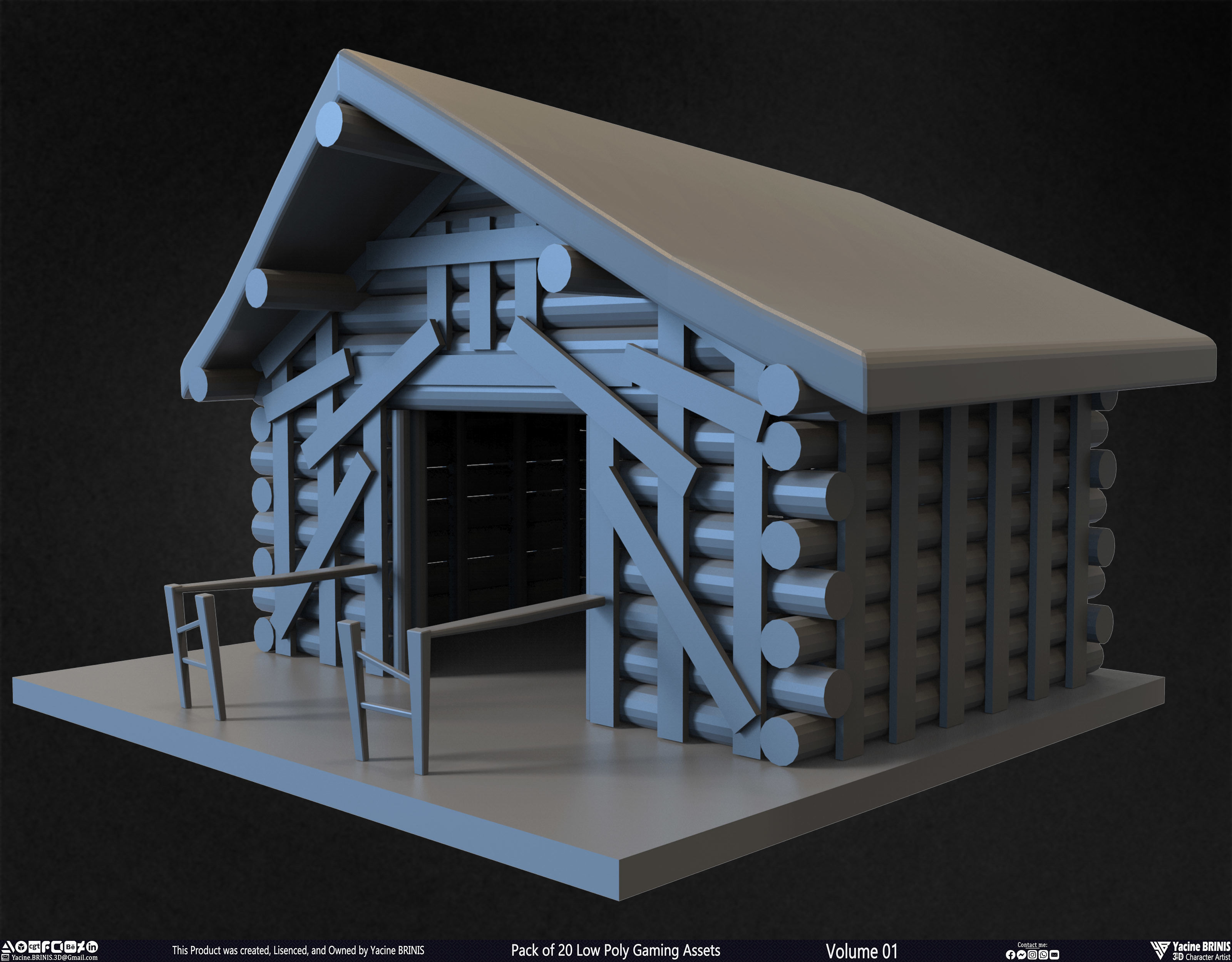 Pack of 20 Low Poly Gaming Assets Vol 01 Low-poly 3D model_6