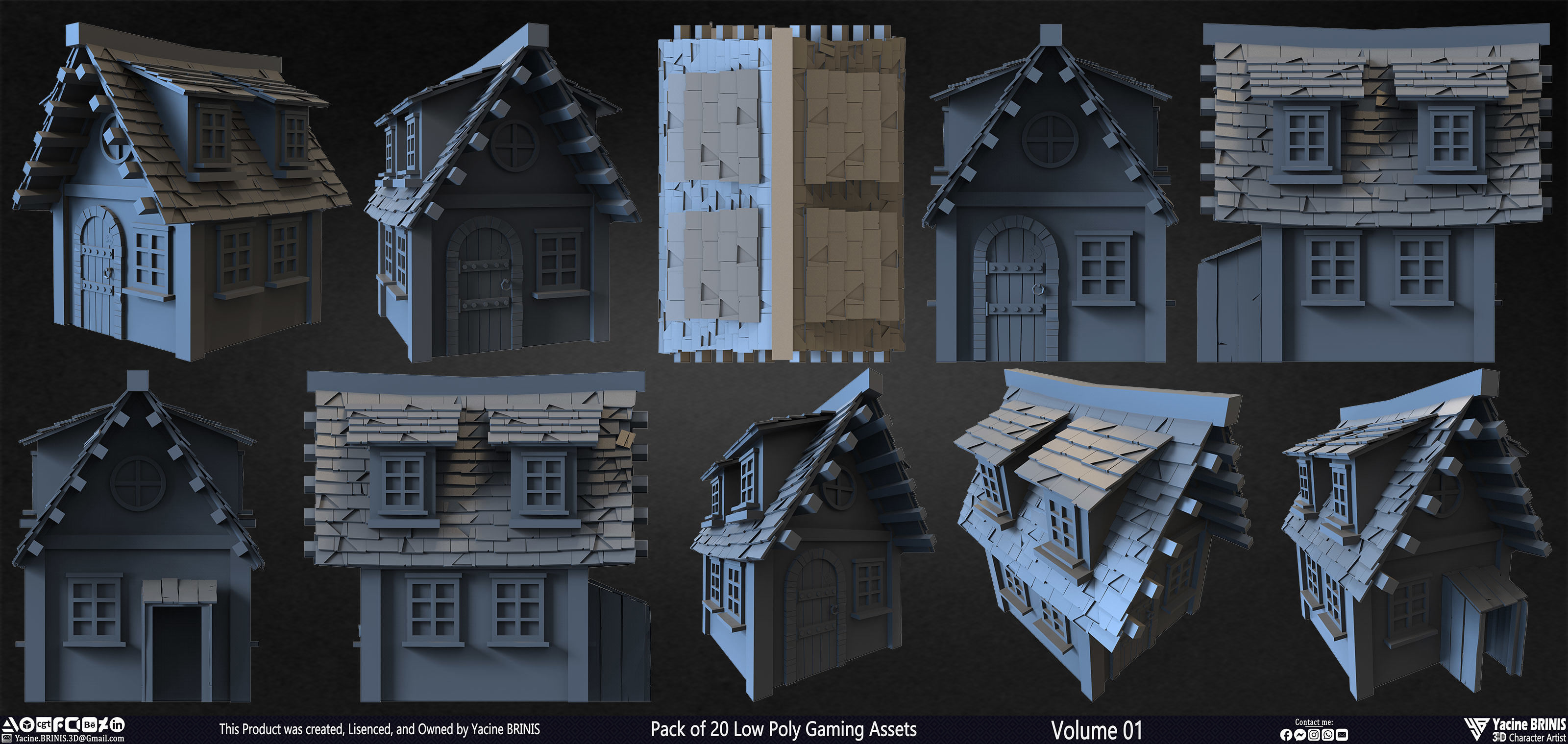 Pack of 20 Low Poly Gaming Assets Vol 01 Low-poly 3D model_32