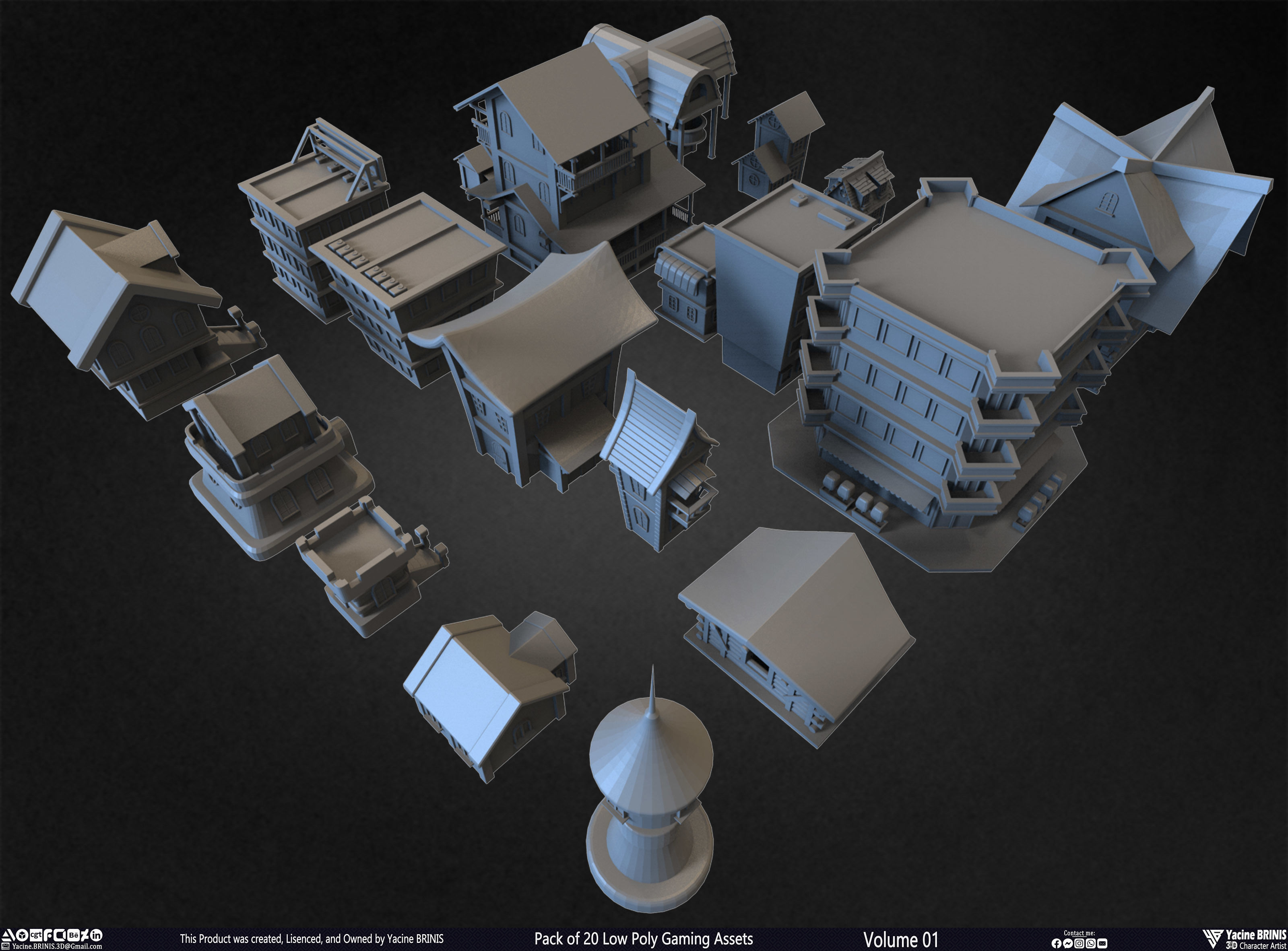 Pack of 20 Low Poly Gaming Assets Vol 01 Low-poly 3D model_25