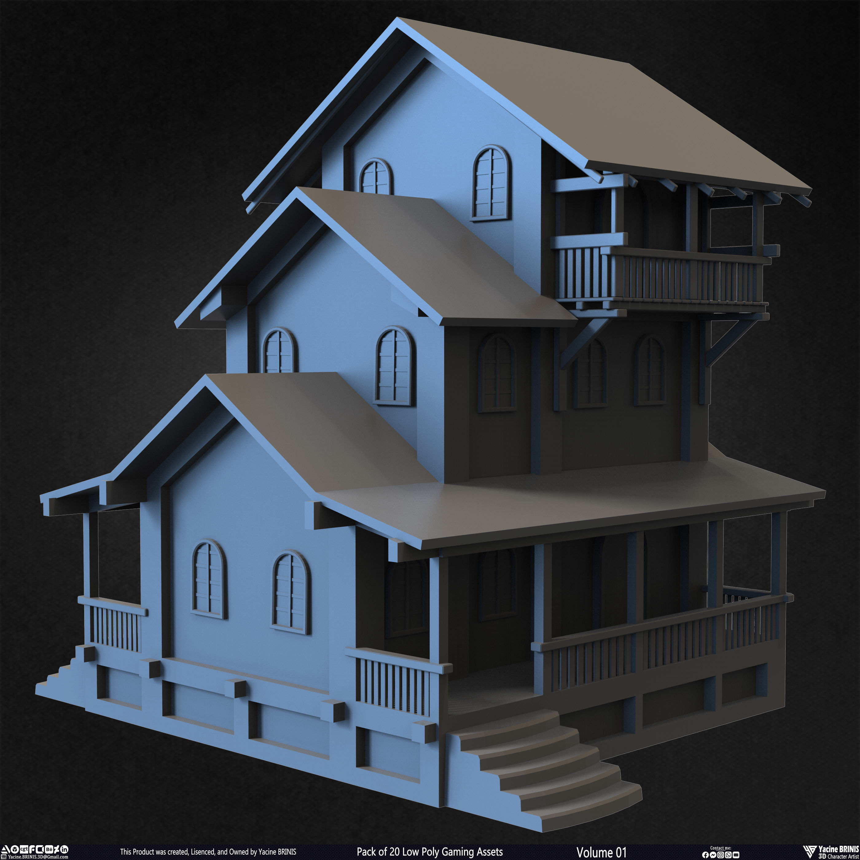 Pack of 20 Low Poly Gaming Assets Vol 01 Low-poly 3D model_14