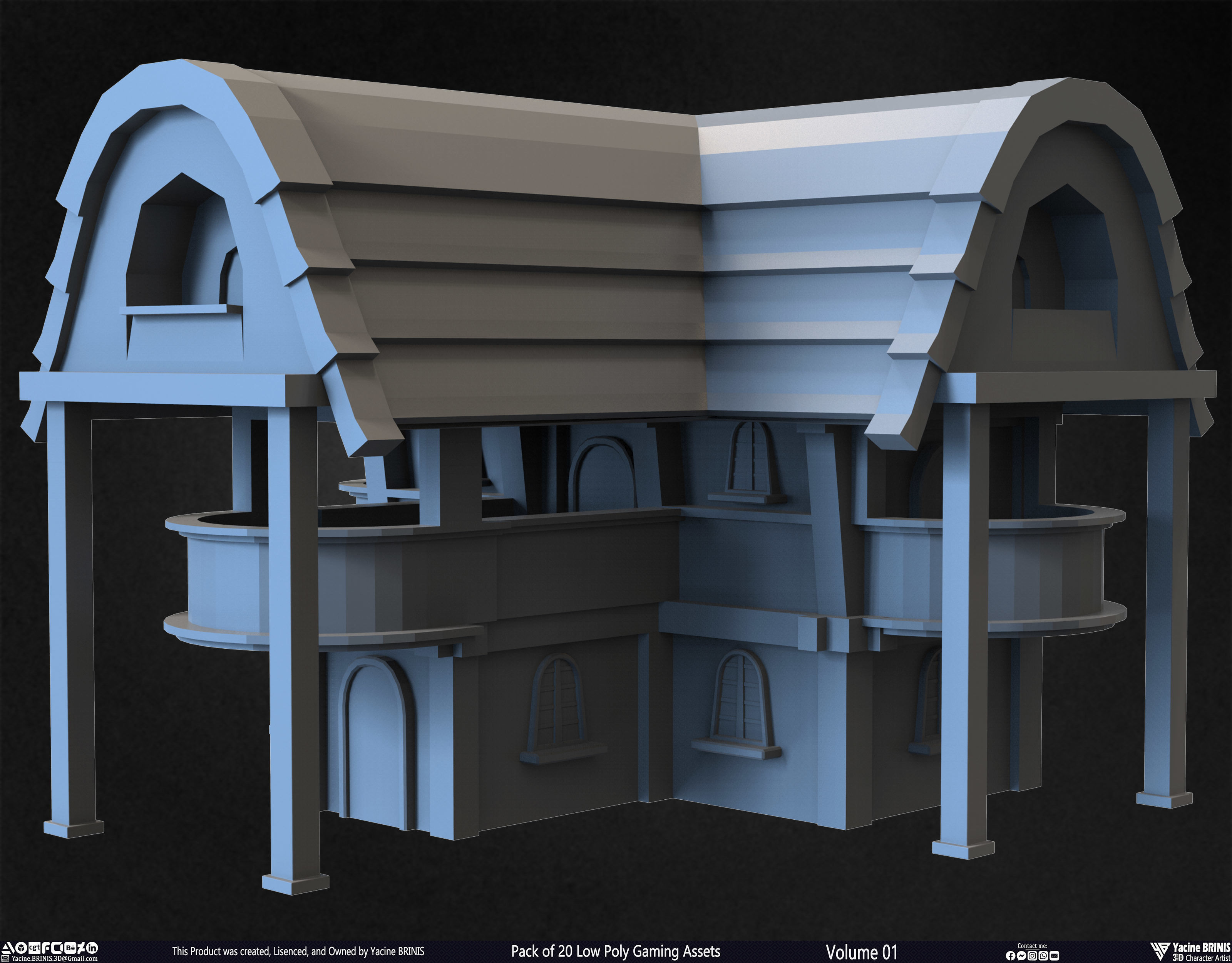 Pack of 20 Low Poly Gaming Assets Vol 01 Low-poly 3D model_16