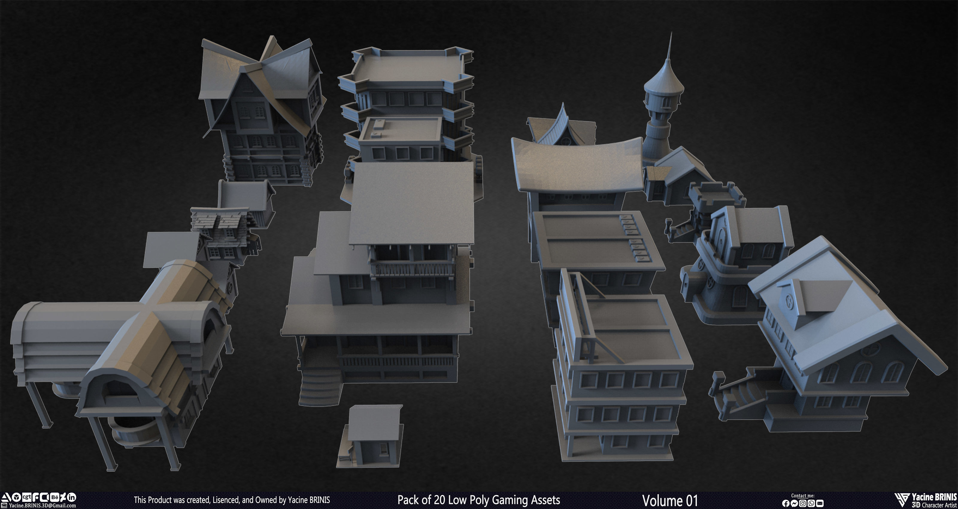 Pack of 20 Low Poly Gaming Assets Vol 01 Low-poly 3D model_29