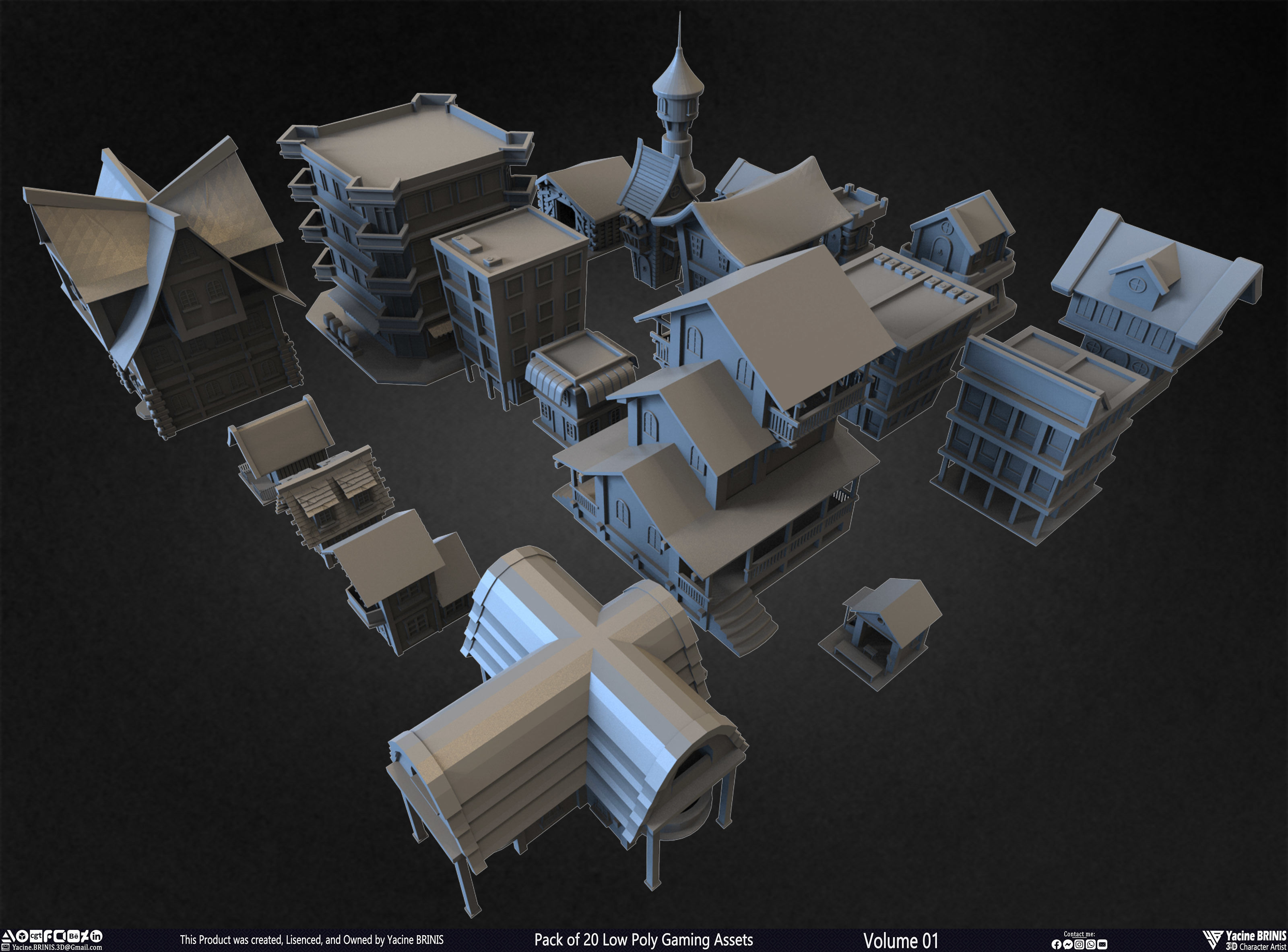 Pack of 20 Low Poly Gaming Assets Vol 01 Low-poly 3D model_27