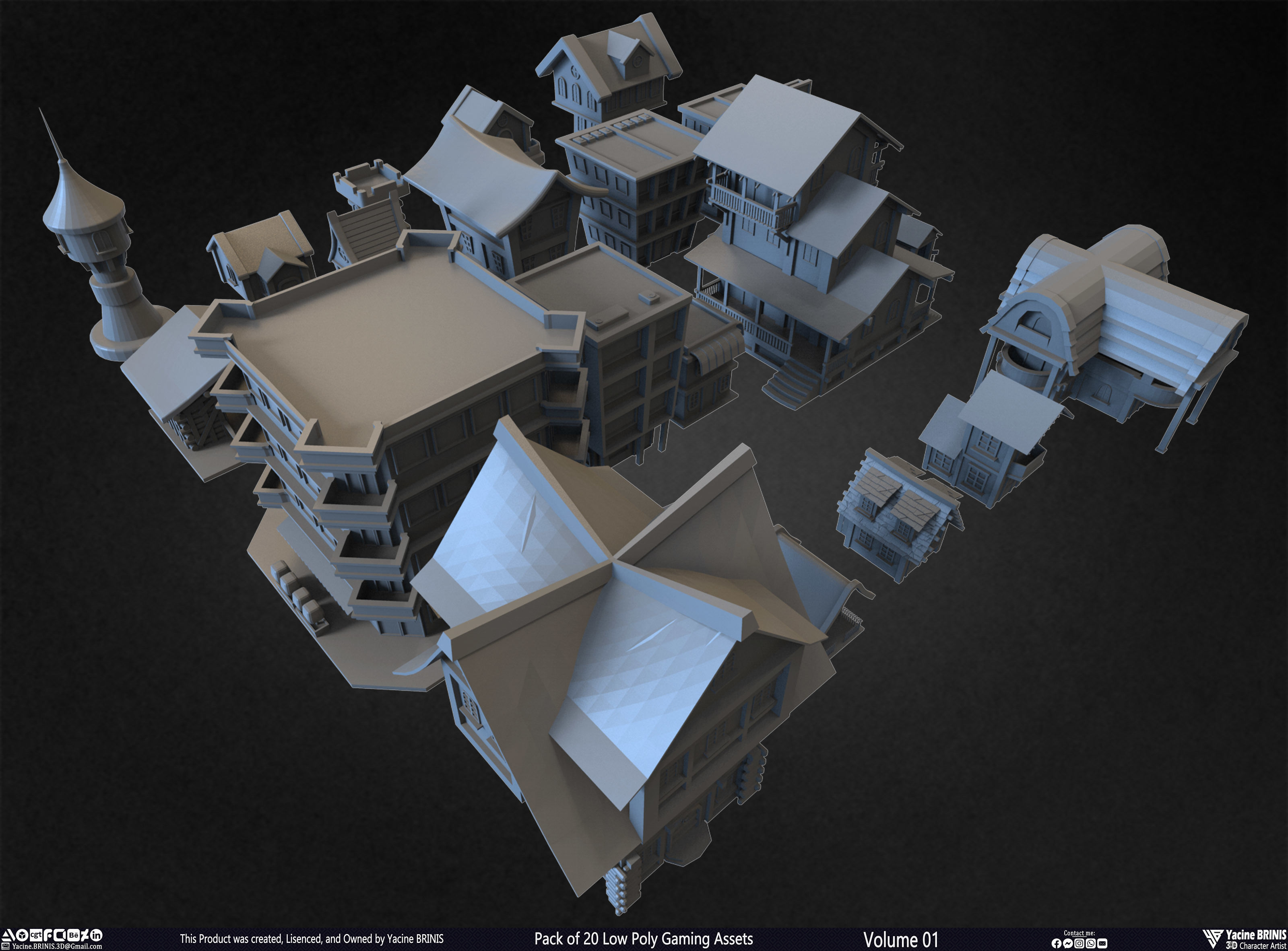 Pack of 20 Low Poly Gaming Assets Vol 01 Low-poly 3D model_26