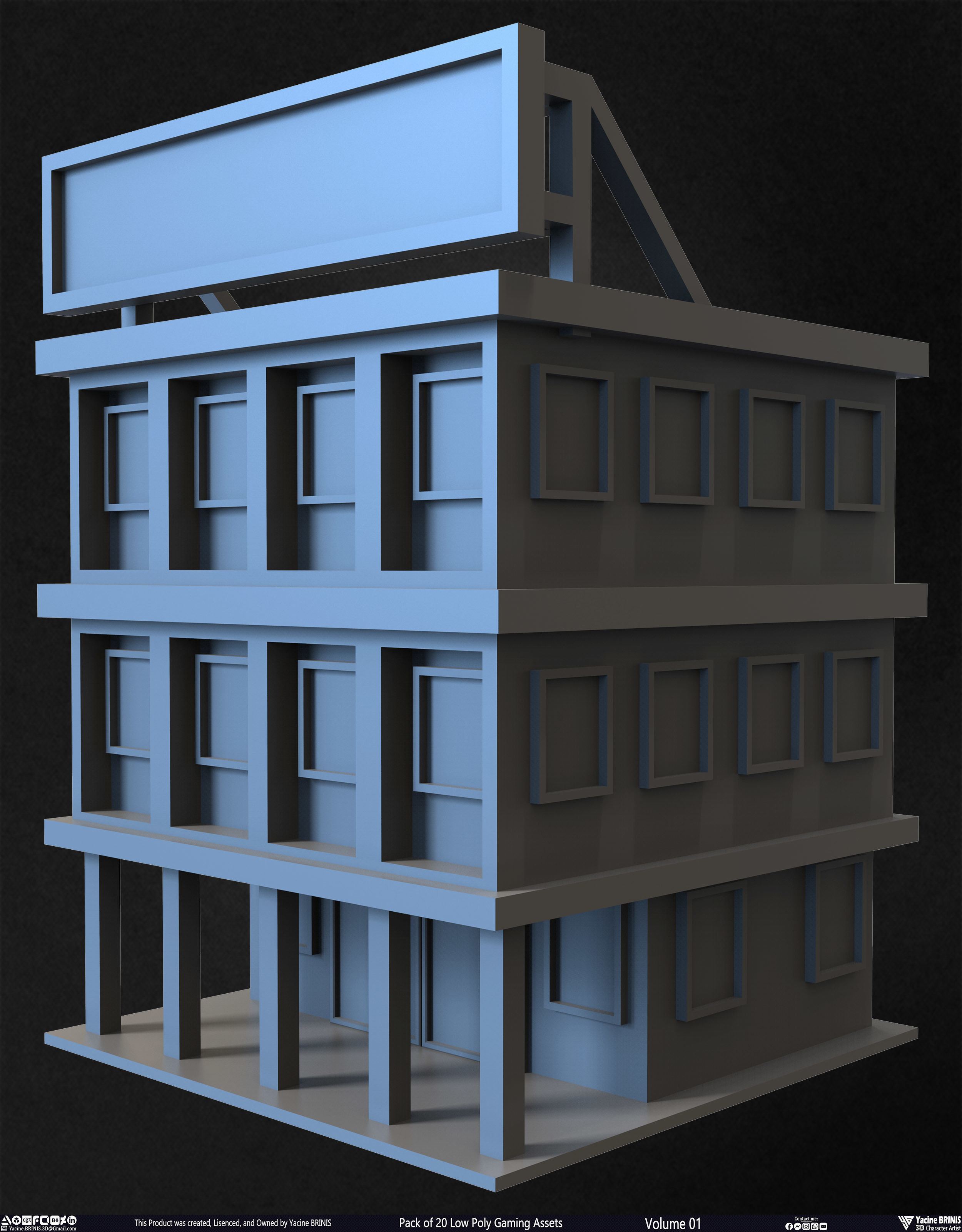 Pack of 20 Low Poly Gaming Assets Vol 01 Low-poly 3D model_10