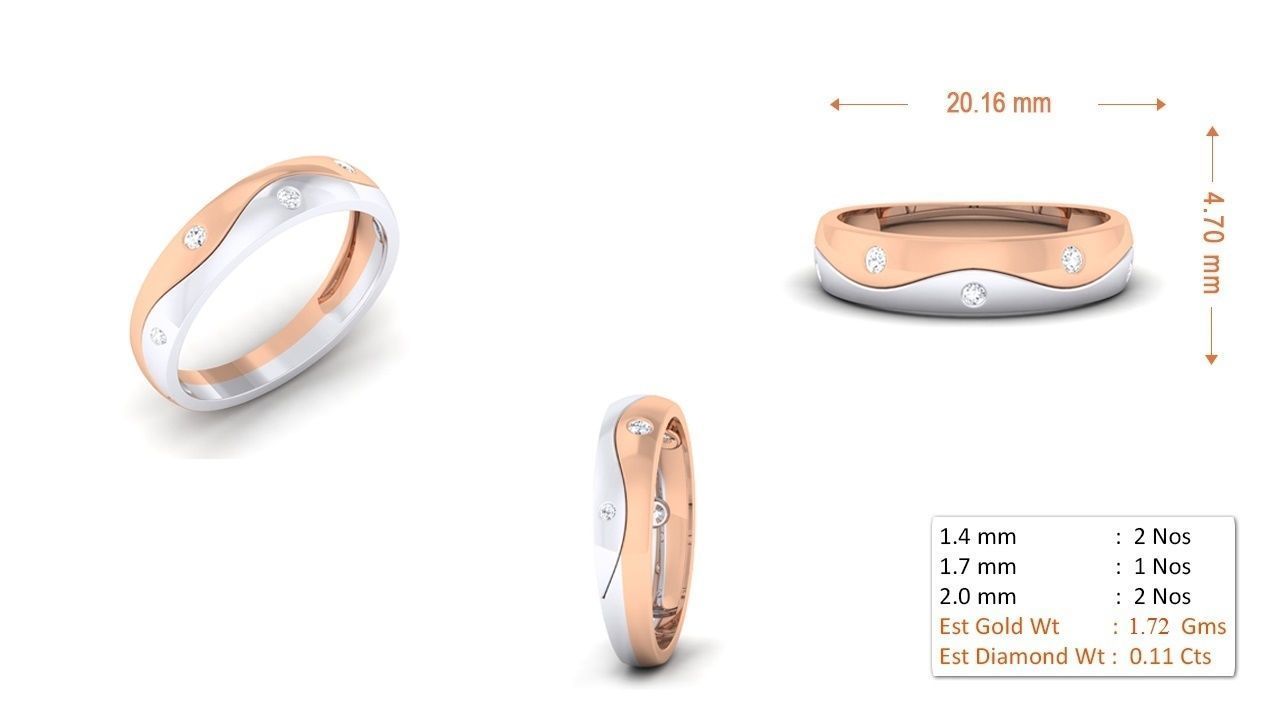 Couple Band Ring 3dm render detail  3D print model_1