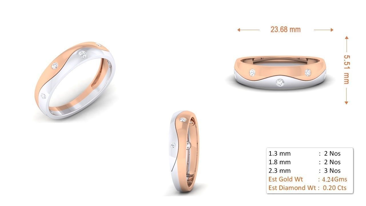 Couple Band Ring 3dm render detail  3D print model_2