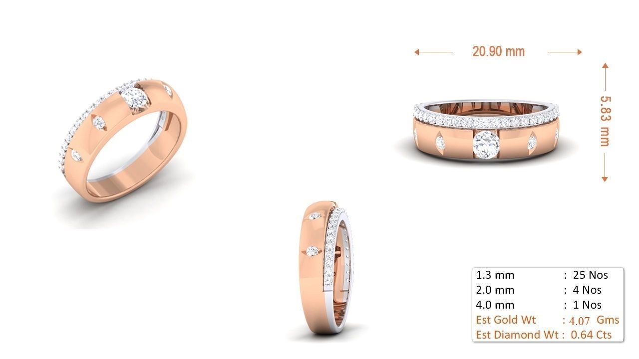 Couple Band Ring 3dm render detail  3D print model_1