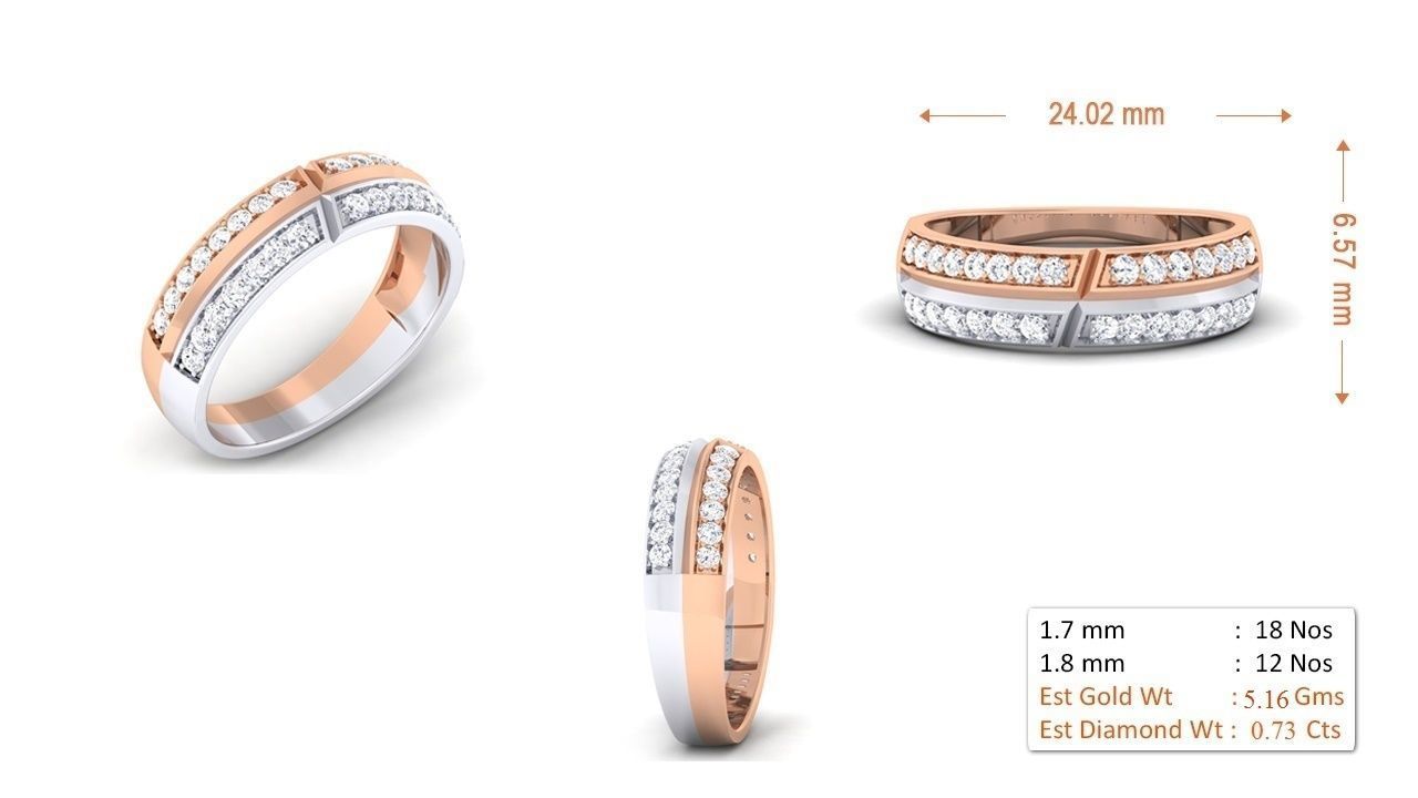 Couple Band Ring 3dm render detail 3D print model_2