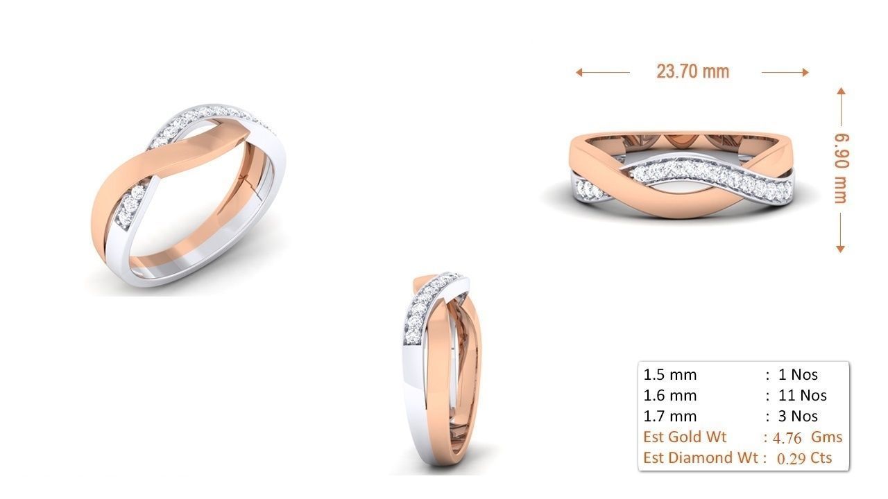 Couple Band Ring 3dm render detail 3D print model_2