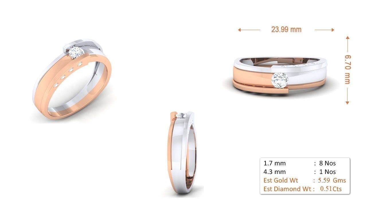 Couple Band Ring 3dm render detail 3D print model_2