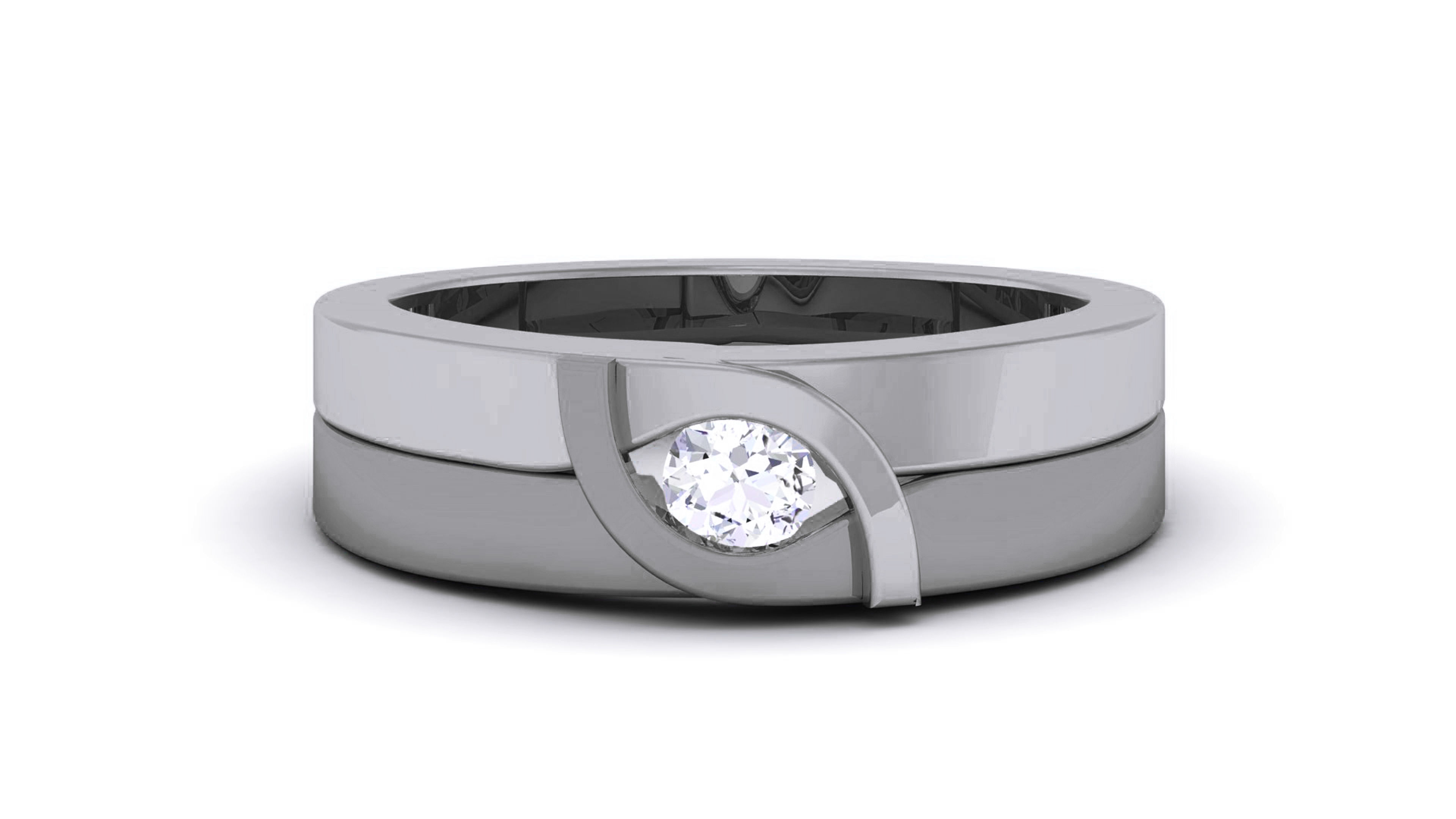 Couple Band Ring 3dm render detail  3D print model_25
