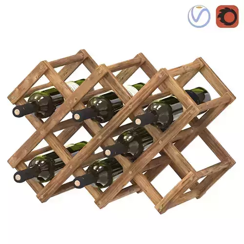  Ethnic Foldable Wooden Rack with Wine Bottles 