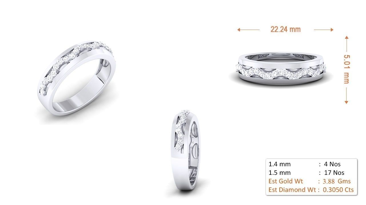 Couple Band Ring 3dm render detail  3D print model_1