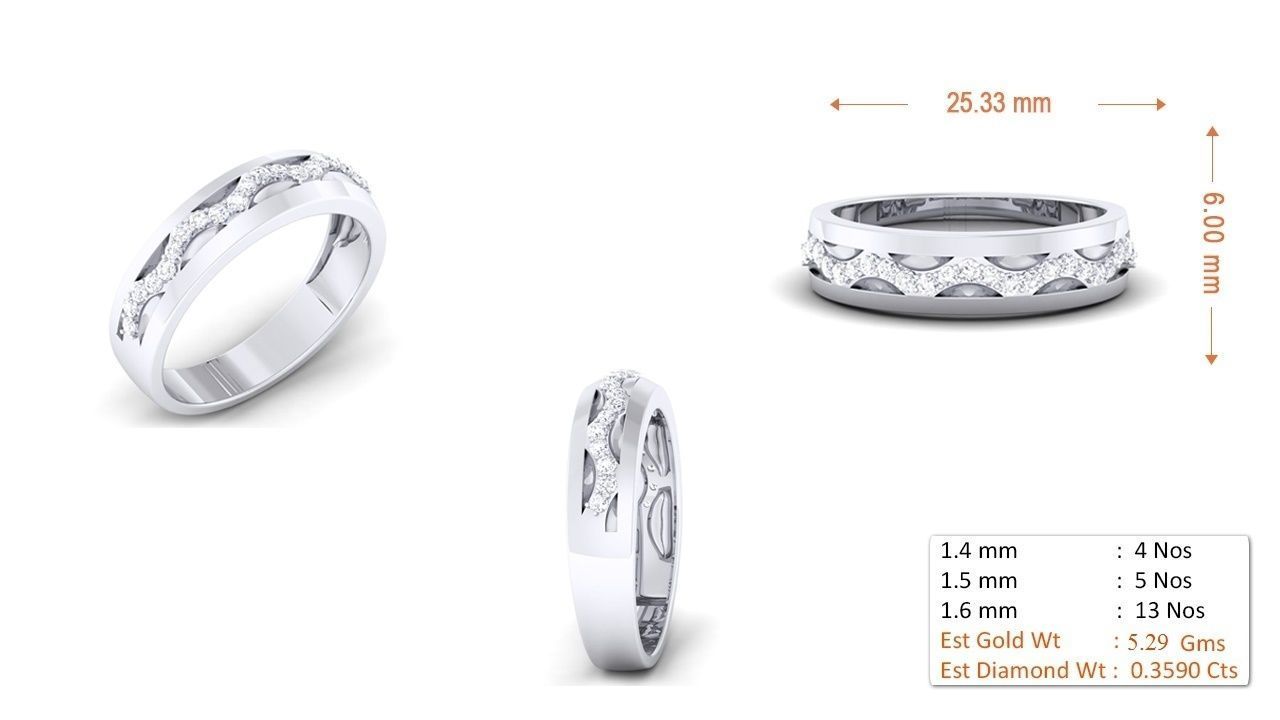 Couple Band Ring 3dm render detail  3D print model_2