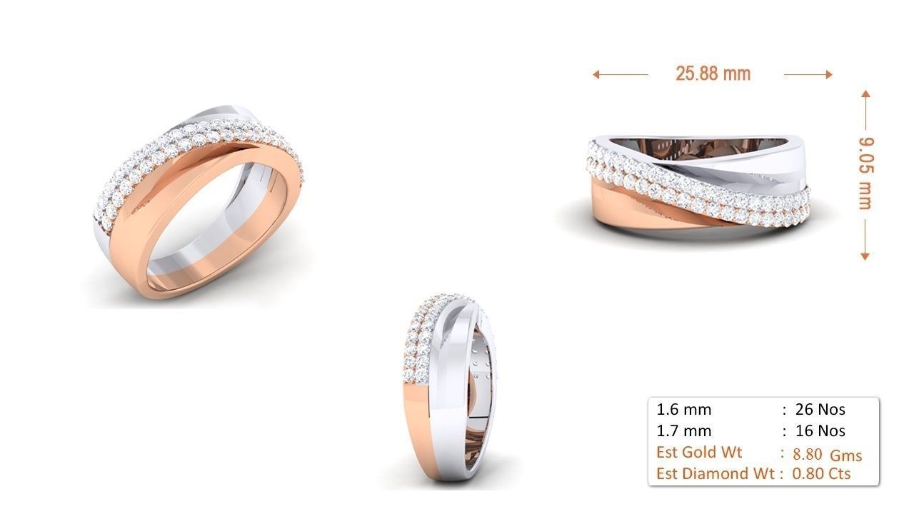 Couple Band Ring 3dm render detail 3D print model_2