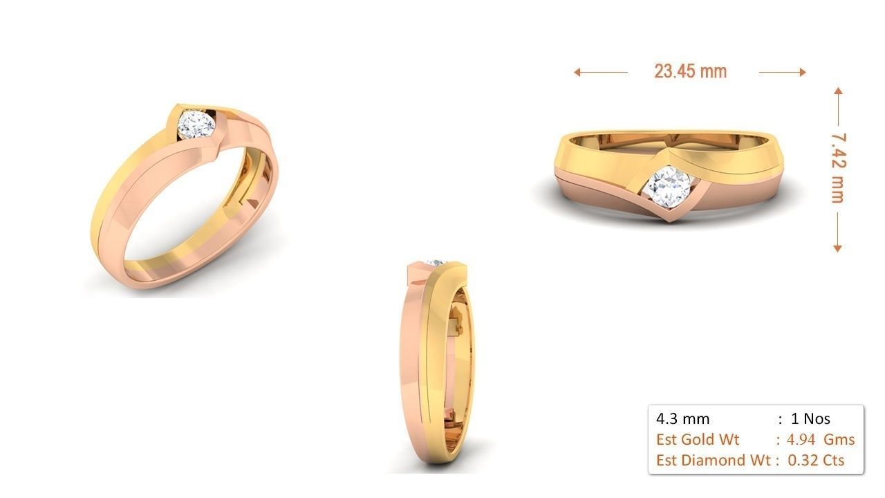 Couple Band Ring 3dm render detail  3D print model_2