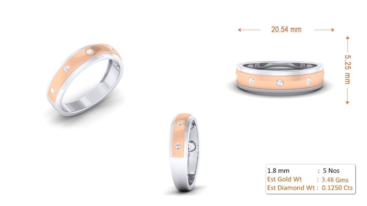 Couple Band Ring 3dm render detail  3D print model_1