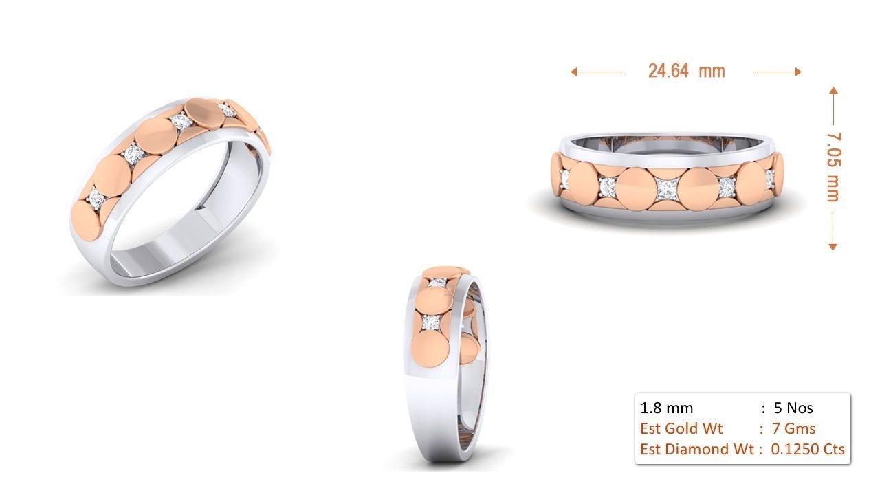 Couple Band Ring 3dm render detail  3D print model_2